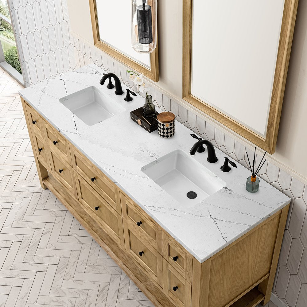 James Martin - Breckenridge 72" Double Vanity, Light Natural Oak w/ 3 CM Ethereal Noctis Top - 330-V72-LNO-3ENC view 8