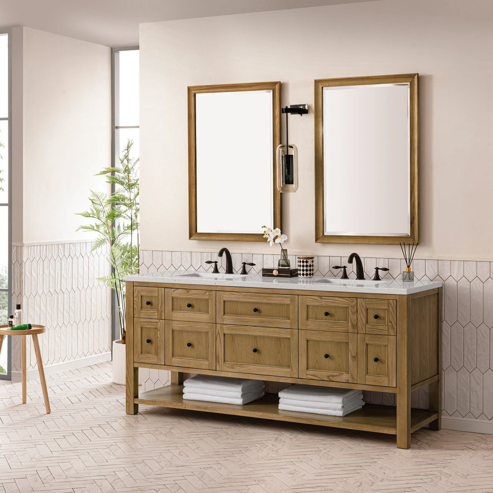 James Martin - Breckenridge 72" Double Vanity, Light Natural Oak w/ 3 CM Lime Delight Top - 330-V72-LNO-3LDL view 4