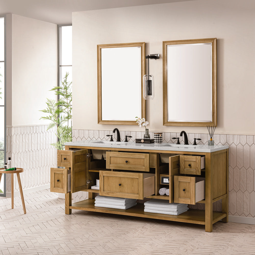 James Martin - Breckenridge 72" Double Vanity, Light Natural Oak w/ 3 CM Lime Delight Top - 330-V72-LNO-3LDL view 5