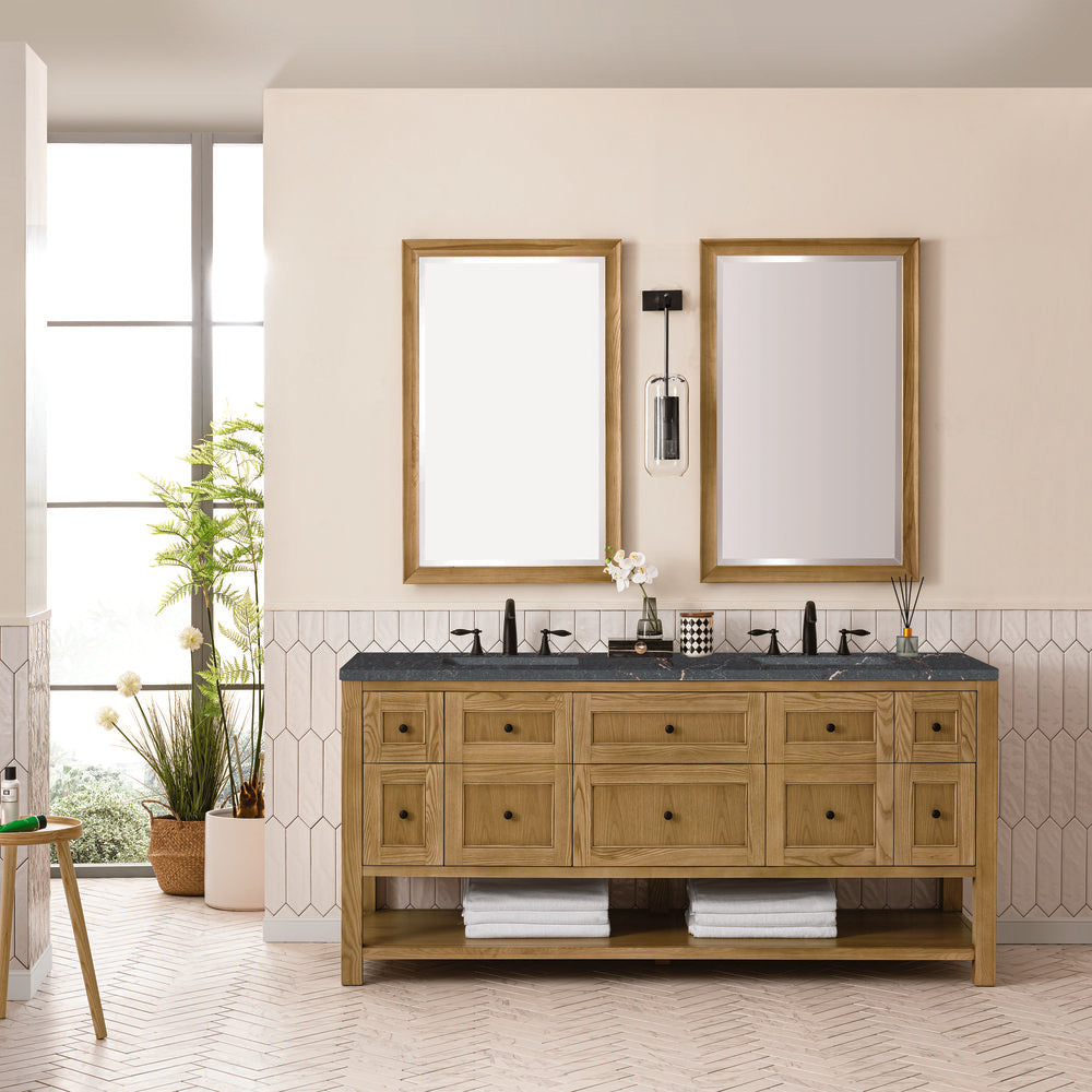 James Martin - Breckenridge 72" Double Vanity, Light Natural Oak w/ 3 CM Parisien Bleu Top - 330-V72-LNO-3PBL view 3