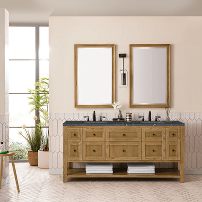 James Martin - Breckenridge 72" Double Vanity, Light Natural Oak w/ 3 CM Parisien Bleu Top - 330-V72-LNO-3PBL view 3