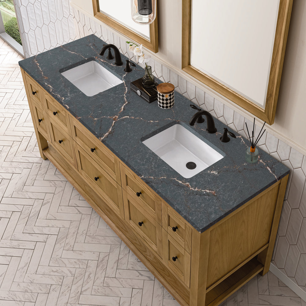 James Martin - Breckenridge 72" Double Vanity, Light Natural Oak w/ 3 CM Parisien Bleu Top - 330-V72-LNO-3PBL view 7