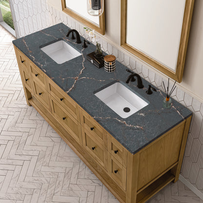 James Martin - Breckenridge 72" Double Vanity, Light Natural Oak w/ 3 CM Parisien Bleu Top - 330-V72-LNO-3PBL view 7