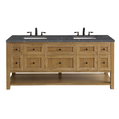James Martin - Breckenridge 72" Double Vanity, Light Natural Oak w/ 3 CM Parisien Bleu Top w/FreePower Wireless Charger - 330-V72-LNO-FPBL view 1