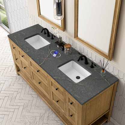 James Martin - Breckenridge 72" Double Vanity, Light Natural Oak w/ 3 CM Parisien Bleu Top w/FreePower Wireless Charger - 330-V72-LNO-FPBL view 8