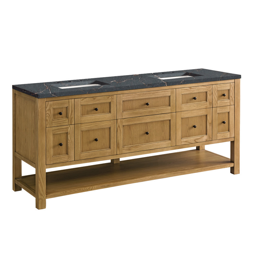 James Martin - Breckenridge 72" Double Vanity, Light Natural Oak w/ 3 CM Parisien Bleu Top w/FreePower Wireless Charger - 330-V72-LNO-FPBL view 11