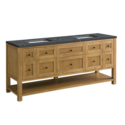 James Martin - Breckenridge 72" Double Vanity, Light Natural Oak w/ 3 CM Parisien Bleu Top w/FreePower Wireless Charger - 330-V72-LNO-FPBL view 11