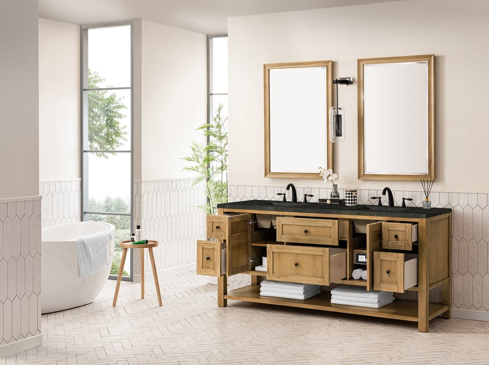James Martin - Breckenridge 72" Double Vanity, Light Natural Oak, w/ 3 CM Phantome Eclos Top - 330-V72-LNO-3PHT view 5