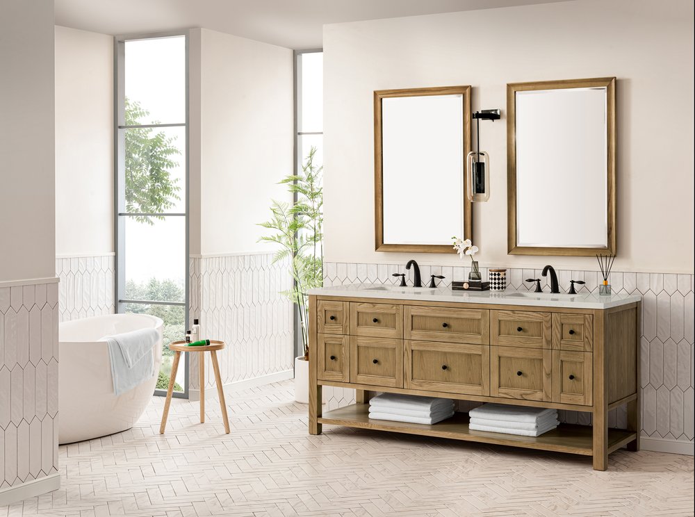James Martin - Breckenridge 72" Double Vanity, Light Natural Oak, w/ 3 CM Siberian Silestone Top - 330-V72-LNO-3SFR view 4