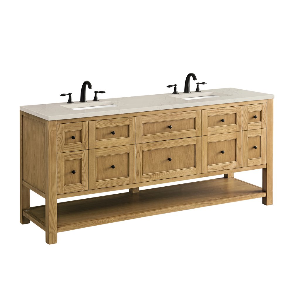 James Martin - Breckenridge 72" Double Vanity, Light Natural Oak, w/ 3 CM Siberian Silestone Top - 330-V72-LNO-3SFR view 11