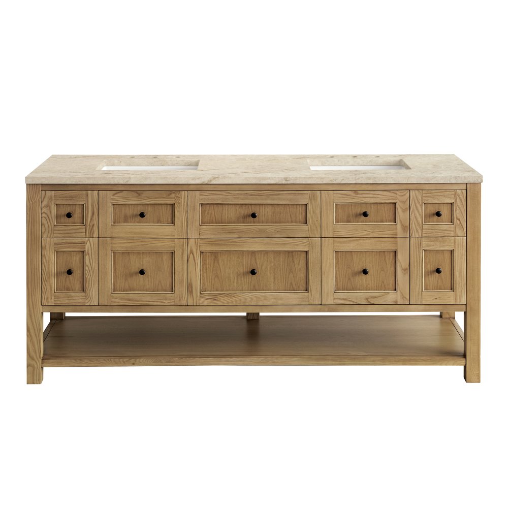 James Martin - Breckenridge 72" Double Vanity, Light Natural Oak, w/ 3 CM Tajnar Eclos Top - 330-V72-LNO-3TJR view 1