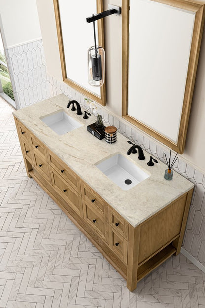 James Martin - Breckenridge 72" Double Vanity, Light Natural Oak, w/ 3 CM Tajnar Eclos Top - 330-V72-LNO-3TJR view 7