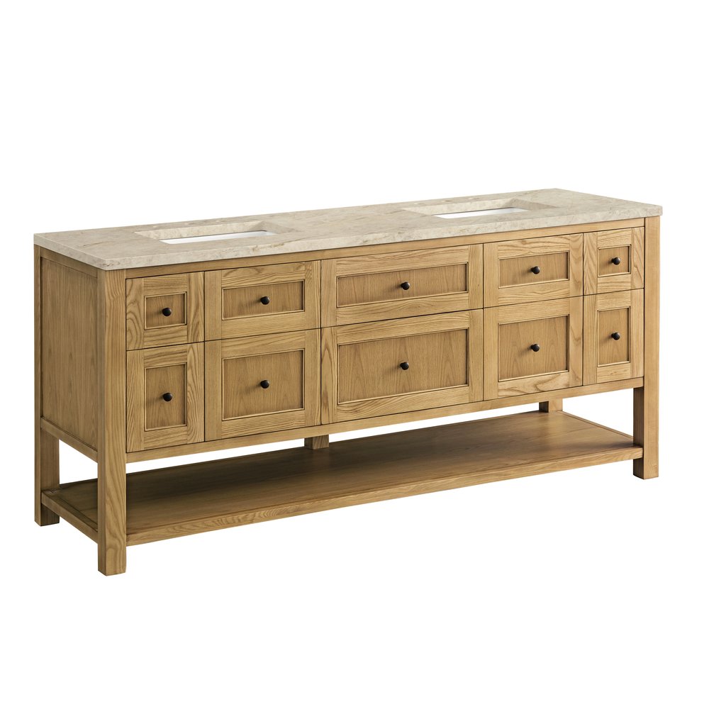 James Martin - Breckenridge 72" Double Vanity, Light Natural Oak, w/ 3 CM Tajnar Eclos Top - 330-V72-LNO-3TJR view 10