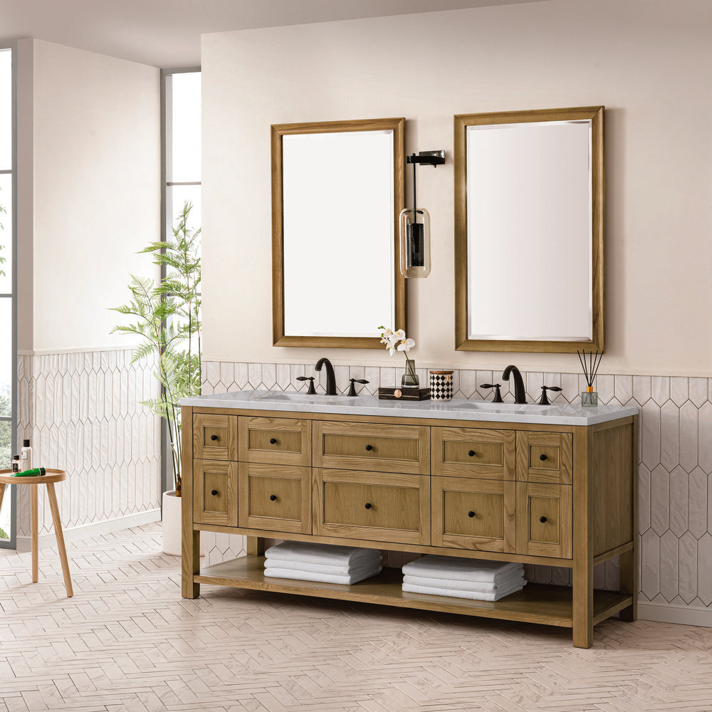 James Martin - Breckenridge 72" Double Vanity, Light Natural Oak w/ 3 CM Victorian Silver Top - 330-V72-LNO-3VSL view 4