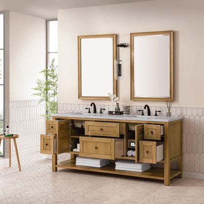 James Martin - Breckenridge 72" Double Vanity, Light Natural Oak w/ 3 CM Victorian Silver Top - 330-V72-LNO-3VSL view 5