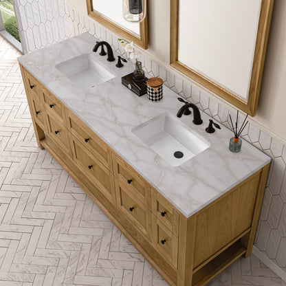 James Martin - Breckenridge 72" Double Vanity, Light Natural Oak w/ 3 CM Victorian Silver Top - 330-V72-LNO-3VSL view 7