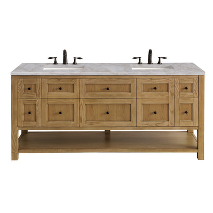 James Martin - Breckenridge 72" Double Vanity, Light Natural Oak w/ 3 CM Victorian Silver Top w/FreePower Wireless Charger - 330-V72-LNO-FVSL view 1