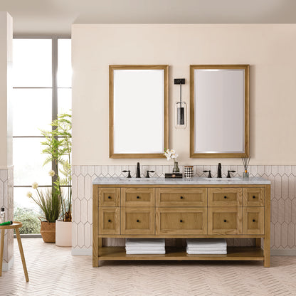James Martin - Breckenridge 72" Double Vanity, Light Natural Oak w/ 3 CM Victorian Silver Top w/FreePower Wireless Charger - 330-V72-LNO-FVSL view 4