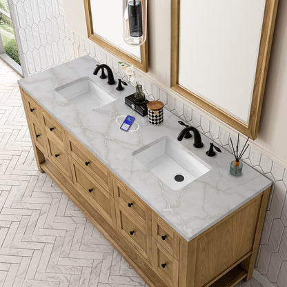 James Martin - Breckenridge 72" Double Vanity, Light Natural Oak w/ 3 CM Victorian Silver Top w/FreePower Wireless Charger - 330-V72-LNO-FVSL view 8