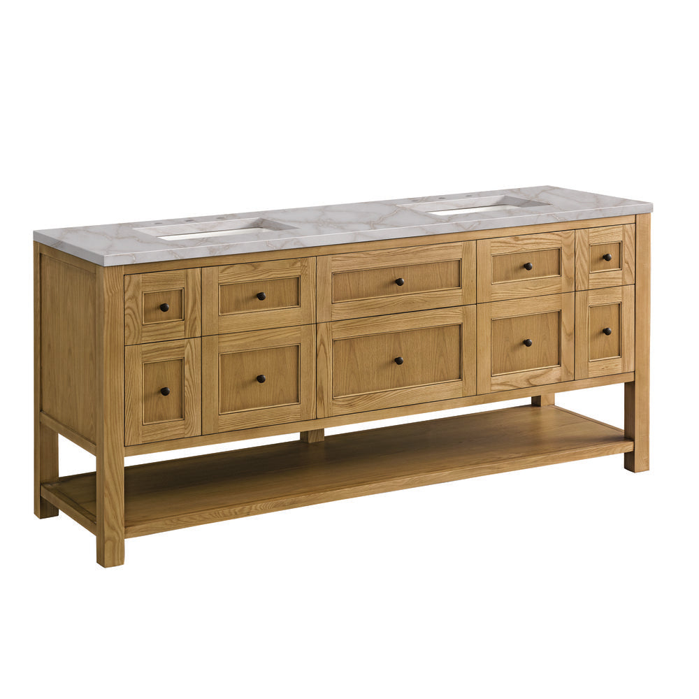 James Martin - Breckenridge 72" Double Vanity, Light Natural Oak w/ 3 CM Victorian Silver Top w/FreePower Wireless Charger - 330-V72-LNO-FVSL view 11