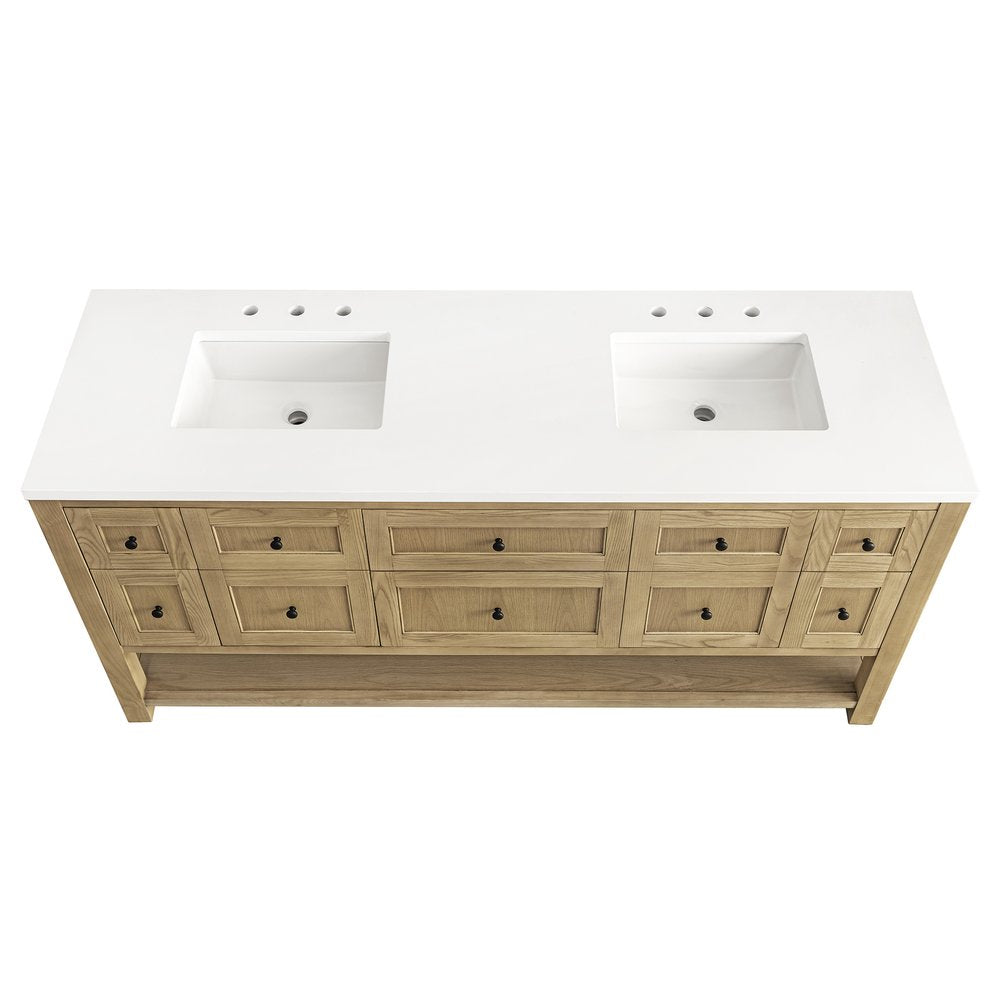 James Martin - Breckenridge 72" Double Vanity, Light Natural Oak w/ 3 CM White Zeus Top - 330-V72-LNO-3WZ view 8