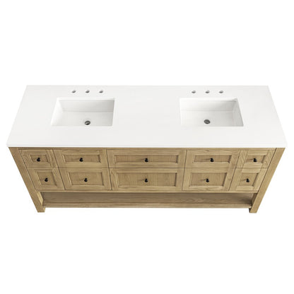 James Martin - Breckenridge 72" Double Vanity, Light Natural Oak w/ 3 CM White Zeus Top - 330-V72-LNO-3WZ view 8