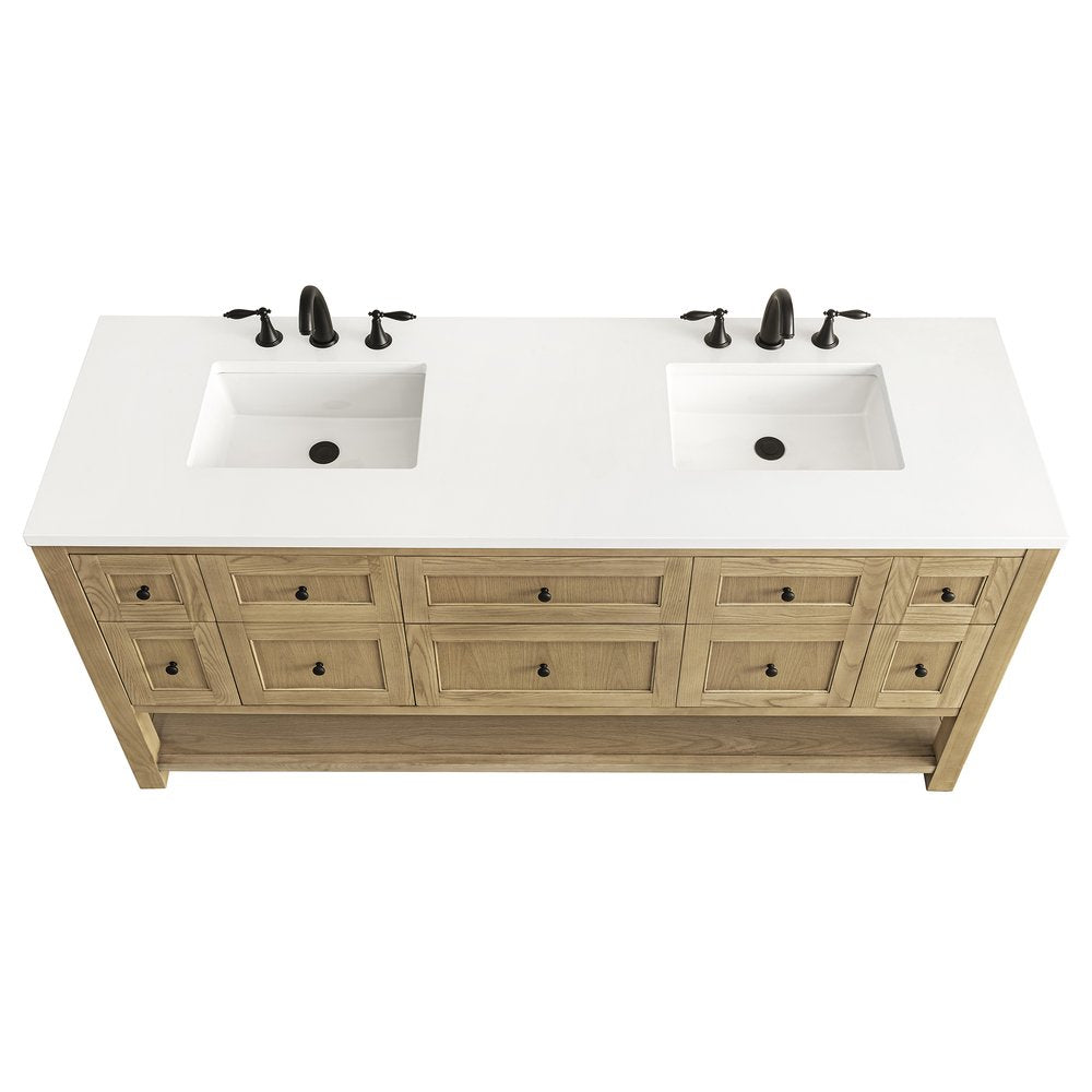 James Martin - Breckenridge 72" Double Vanity, Light Natural Oak w/ 3 CM White Zeus Top - 330-V72-LNO-3WZ view 9