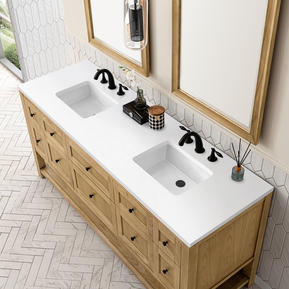 James Martin - Breckenridge 72" Double Vanity, Light Natural Oak w/ 3 CM White Zeus Top - 330-V72-LNO-3WZ view 10