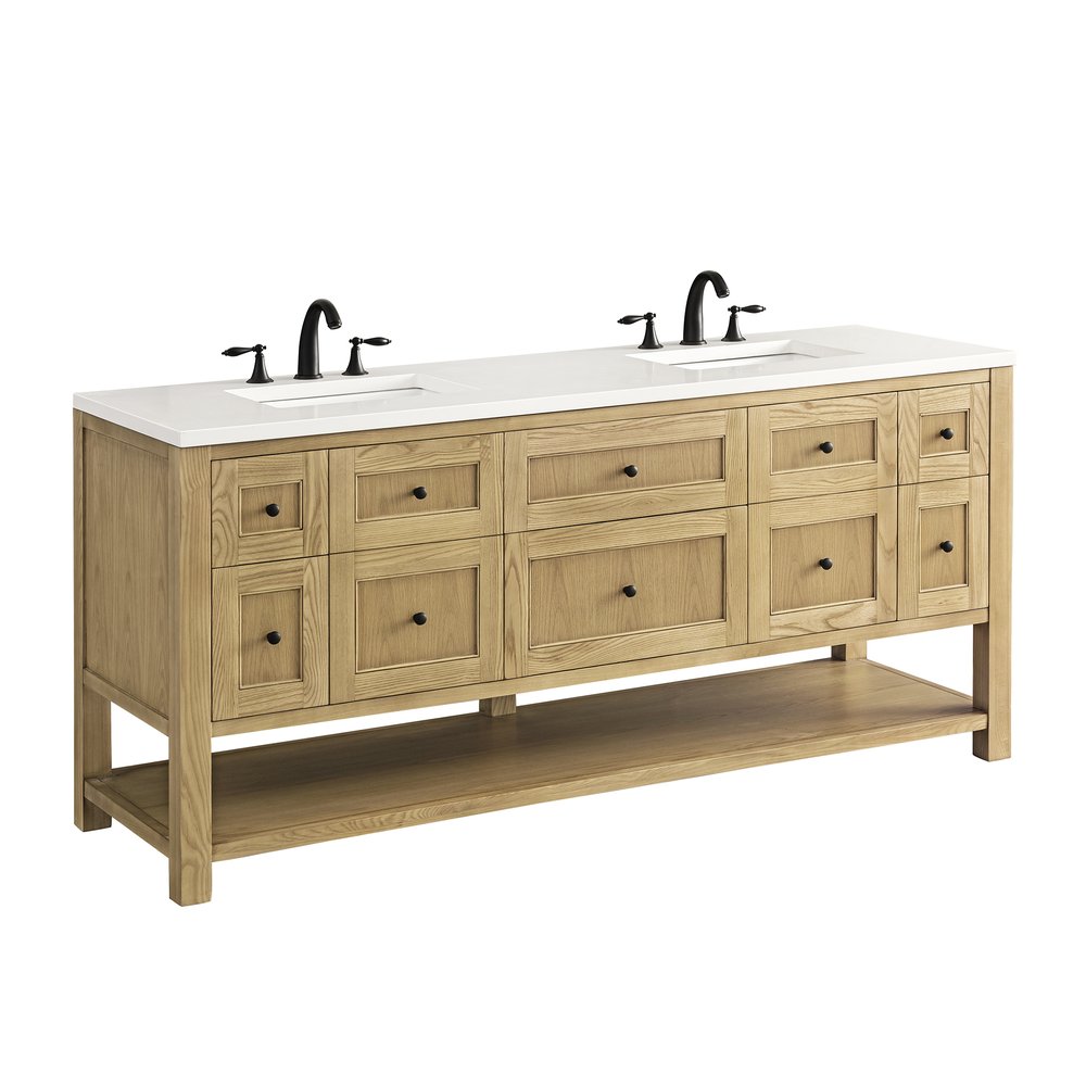 James Martin - Breckenridge 72" Double Vanity, Light Natural Oak w/ 3 CM White Zeus Top - 330-V72-LNO-3WZ view 14