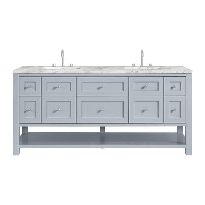 James Martin - Breckenridge 72" Double Vanity, Serenity Blue, w/ 3 CM Carrara Marble Top - 330-V72-SRB-3CAR view 1