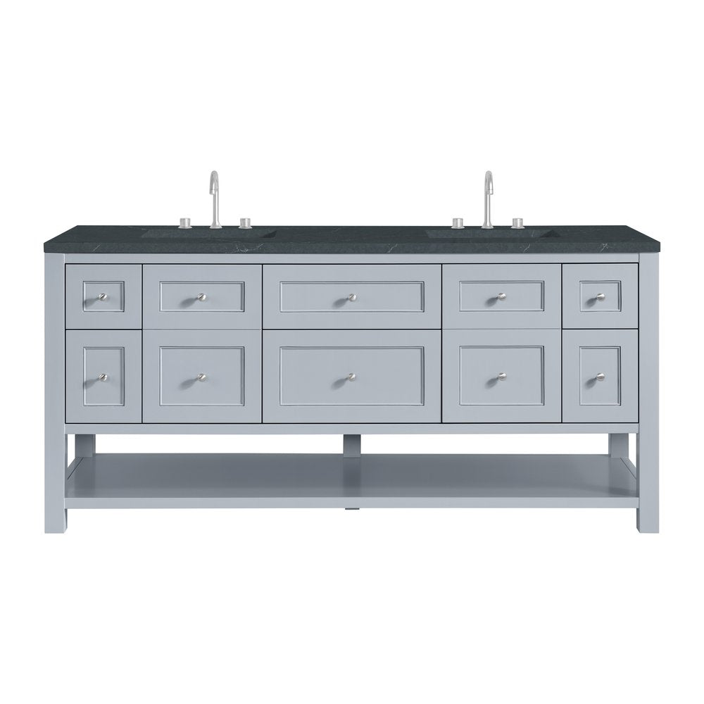 James Martin - Breckenridge 72" Double Vanity, Serenity Blue, w/ 3 CM Charcoal Soapstone Quartz Top - 330-V72-SRB-3CSP view 1