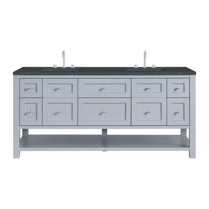 James Martin - Breckenridge 72" Double Vanity, Serenity Blue, w/ 3 CM Charcoal Soapstone Quartz Top - 330-V72-SRB-3CSP view 1