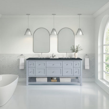 James Martin - Breckenridge 72" Double Vanity, Serenity Blue, w/ 3 CM Charcoal Soapstone Quartz Top - 330-V72-SRB-3CSP view 3