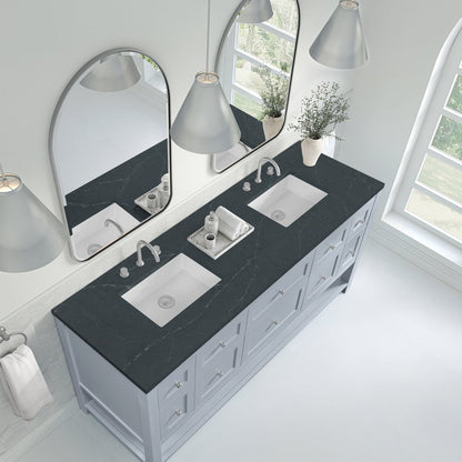 James Martin - Breckenridge 72" Double Vanity, Serenity Blue, w/ 3 CM Charcoal Soapstone Quartz Top - 330-V72-SRB-3CSP view 7