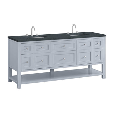 James Martin - Breckenridge 72" Double Vanity, Serenity Blue, w/ 3 CM Charcoal Soapstone Quartz Top - 330-V72-SRB-3CSP view 10