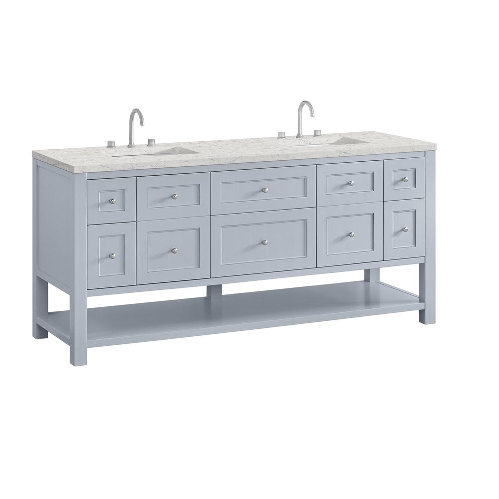 James Martin - Breckenridge 72" Double Vanity, Serenity Blue, w/ 3 CM Eternal Jasmine Pearl Quartz Top - 330-V72-SRB-3EJP view 10