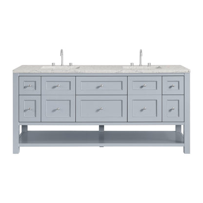James Martin - Breckenridge 72" Double Vanity, Serenity Blue, w/ 3 CM Eternal Jasmine Pearl Quartz Top w/FreePower Wireless Charger - 330-V72-SRB-FEJP view 1