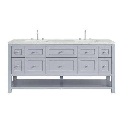 James Martin - Breckenridge 72" Double Vanity, Serenity Blue, w/ 3 CM Ethereal Noctis Quartz Top - 330-V72-SRB-3ENC view 1