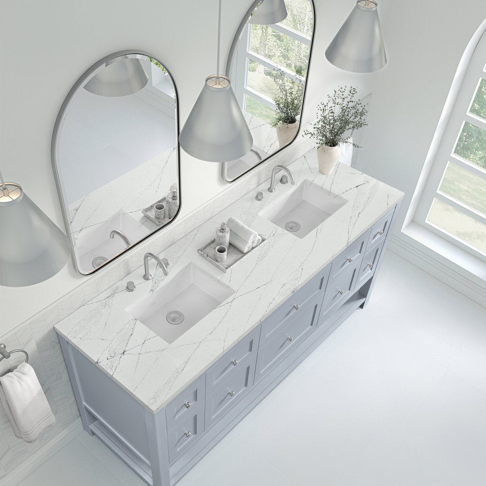 James Martin - Breckenridge 72" Double Vanity, Serenity Blue, w/ 3 CM Ethereal Noctis Quartz Top - 330-V72-SRB-3ENC view 7