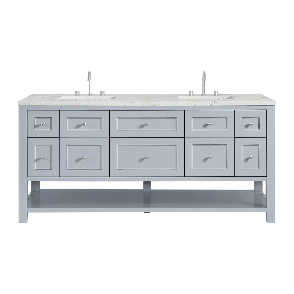 James Martin - Breckenridge 72" Double Vanity, Serenity Blue, w/ 3 CM Ethereal Noctis Quartz Top w/FreePower Wireless Charger - 330-V72-SRB-FENC view 1