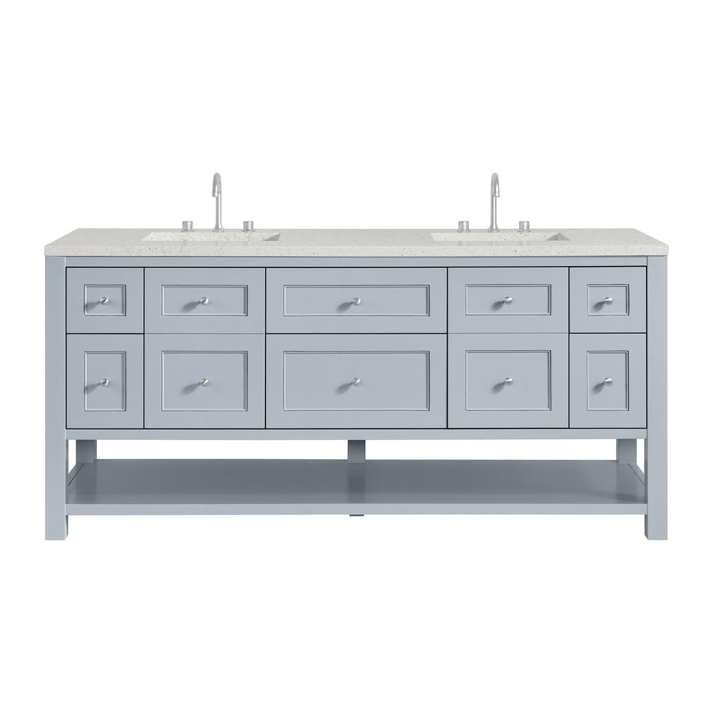 James Martin - Breckenridge 72" Double Vanity, Serenity Blue, w/ 3 CM Lime Delight Quartz Top - 330-V72-SRB-3LDL view 1