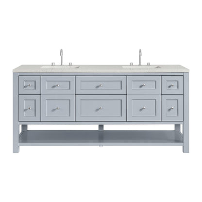 James Martin - Breckenridge 72" Double Vanity, Serenity Blue, w/ 3 CM Lime Delight Quartz Top - 330-V72-SRB-3LDL view 1