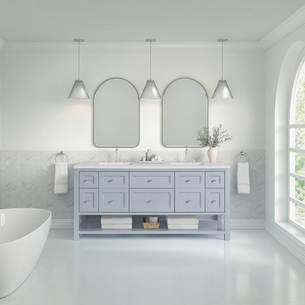 James Martin - Breckenridge 72" Double Vanity, Serenity Blue, w/ 3 CM Lime Delight Quartz Top - 330-V72-SRB-3LDL view 3