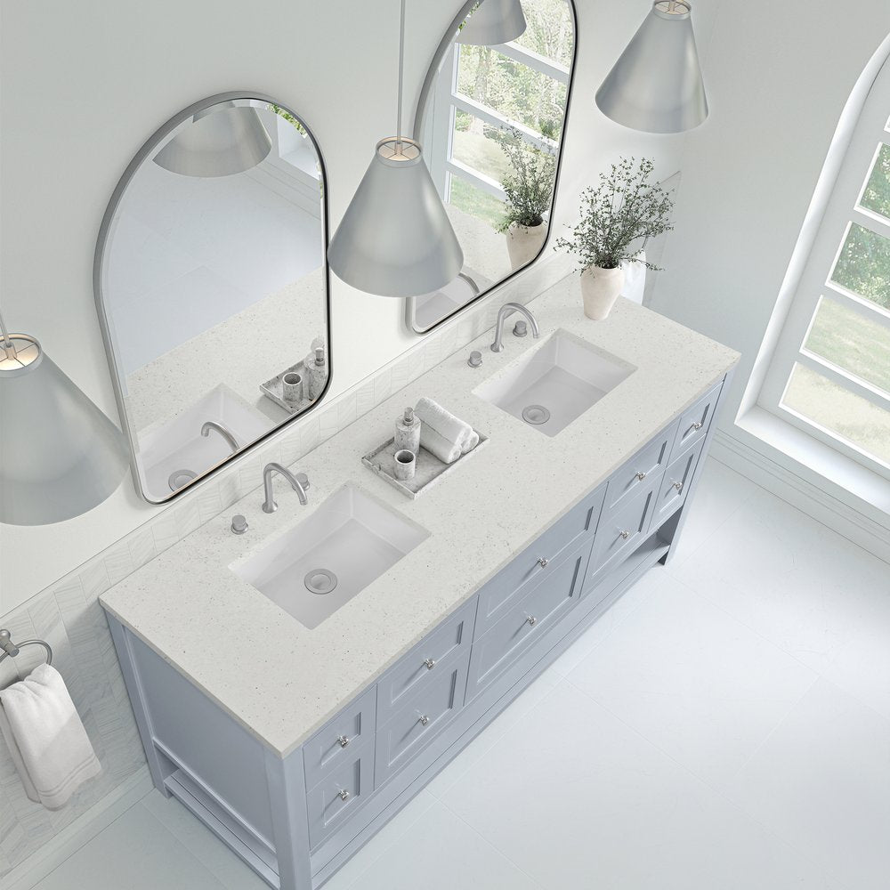 James Martin - Breckenridge 72" Double Vanity, Serenity Blue, w/ 3 CM Lime Delight Quartz Top - 330-V72-SRB-3LDL view 7