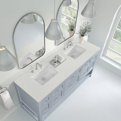 James Martin - Breckenridge 72" Double Vanity, Serenity Blue, w/ 3 CM Lime Delight Quartz Top - 330-V72-SRB-3LDL view 7
