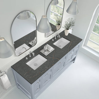 James Martin - Breckenridge 72" Double Vanity, Serenity Blue w/ 3 CM Parisien Bleu Top - 330-V72-SRB-3PBL view 7