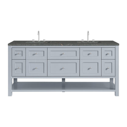 James Martin - Breckenridge 72" Double Vanity, Serenity Blue w/ 3 CM Parisien Bleu Top w/FreePower Wireless Charger - 330-V72-SRB-FPBL view 1