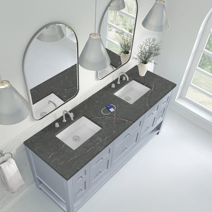 James Martin - Breckenridge 72" Double Vanity, Serenity Blue w/ 3 CM Parisien Bleu Top w/FreePower Wireless Charger - 330-V72-SRB-FPBL view 8