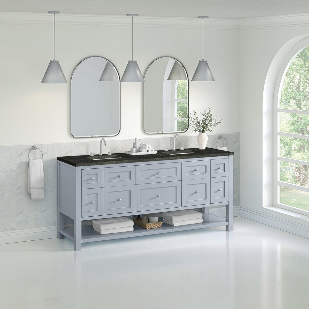 James Martin - Breckenridge 72" Double Vanity, Serenity Blue, w/ 3 CM Phantome Eclos Top - 330-V72-SRB-3PHT view 4