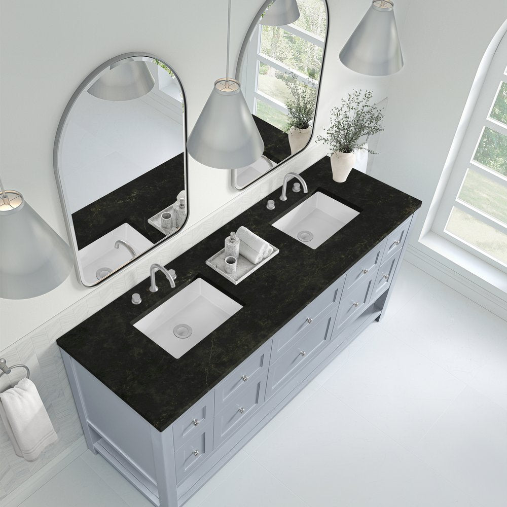 James Martin - Breckenridge 72" Double Vanity, Serenity Blue, w/ 3 CM Phantome Eclos Top - 330-V72-SRB-3PHT view 7